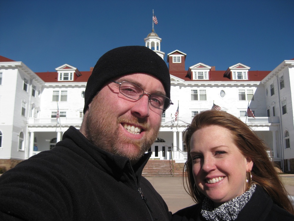 Jenni and I in front of the Stanley Hotel in Estes Park Colorado
